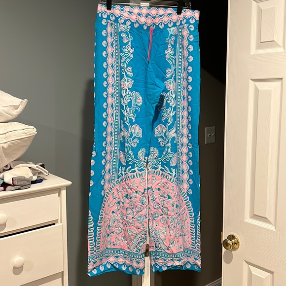 Lilly Pulitzer Bal Harbor Mid Rise Palazzo in Turquoise Teal size medium NWT - Picture 1 of 4